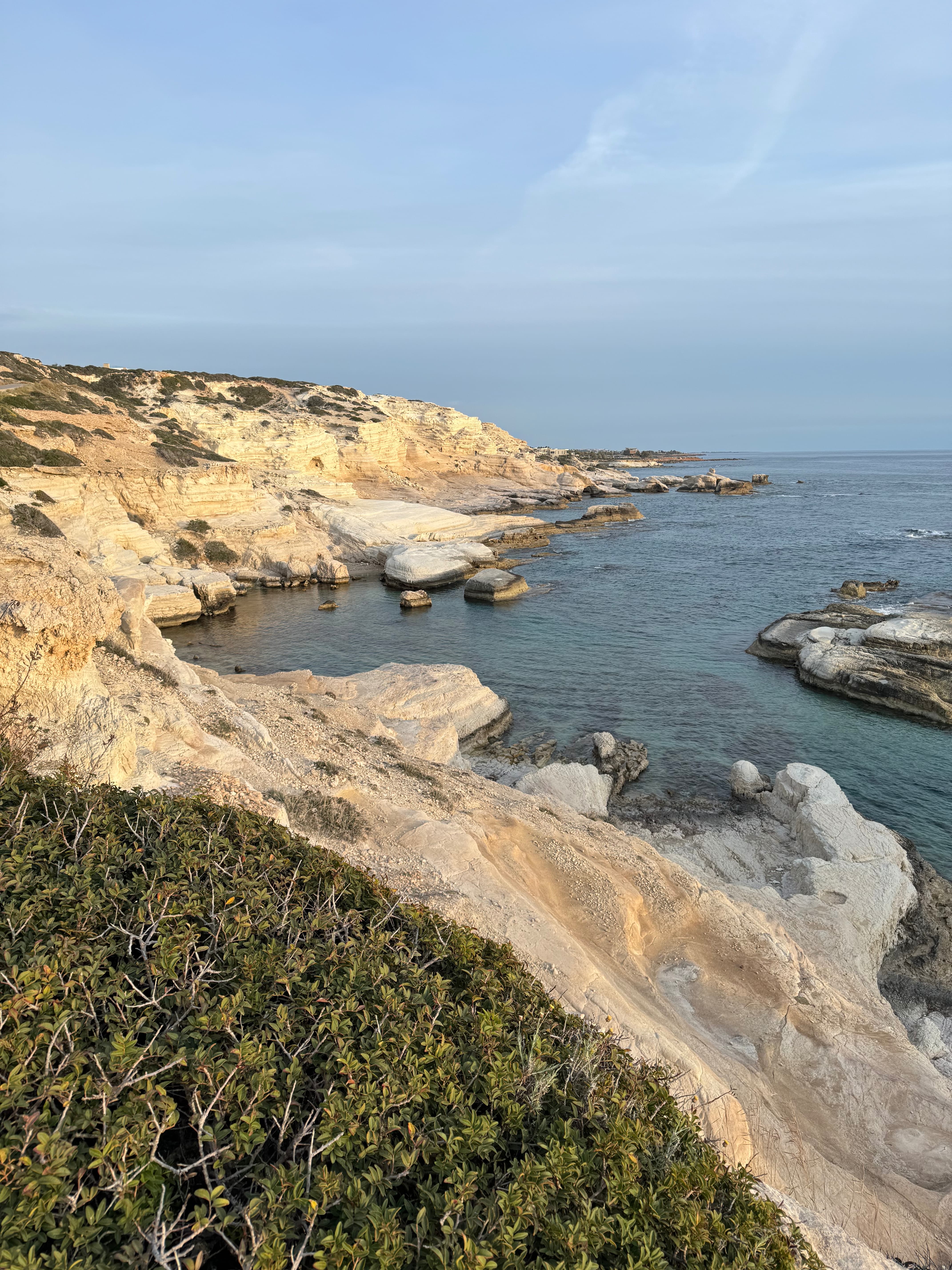 Cyprus limestone coastline at golden hour