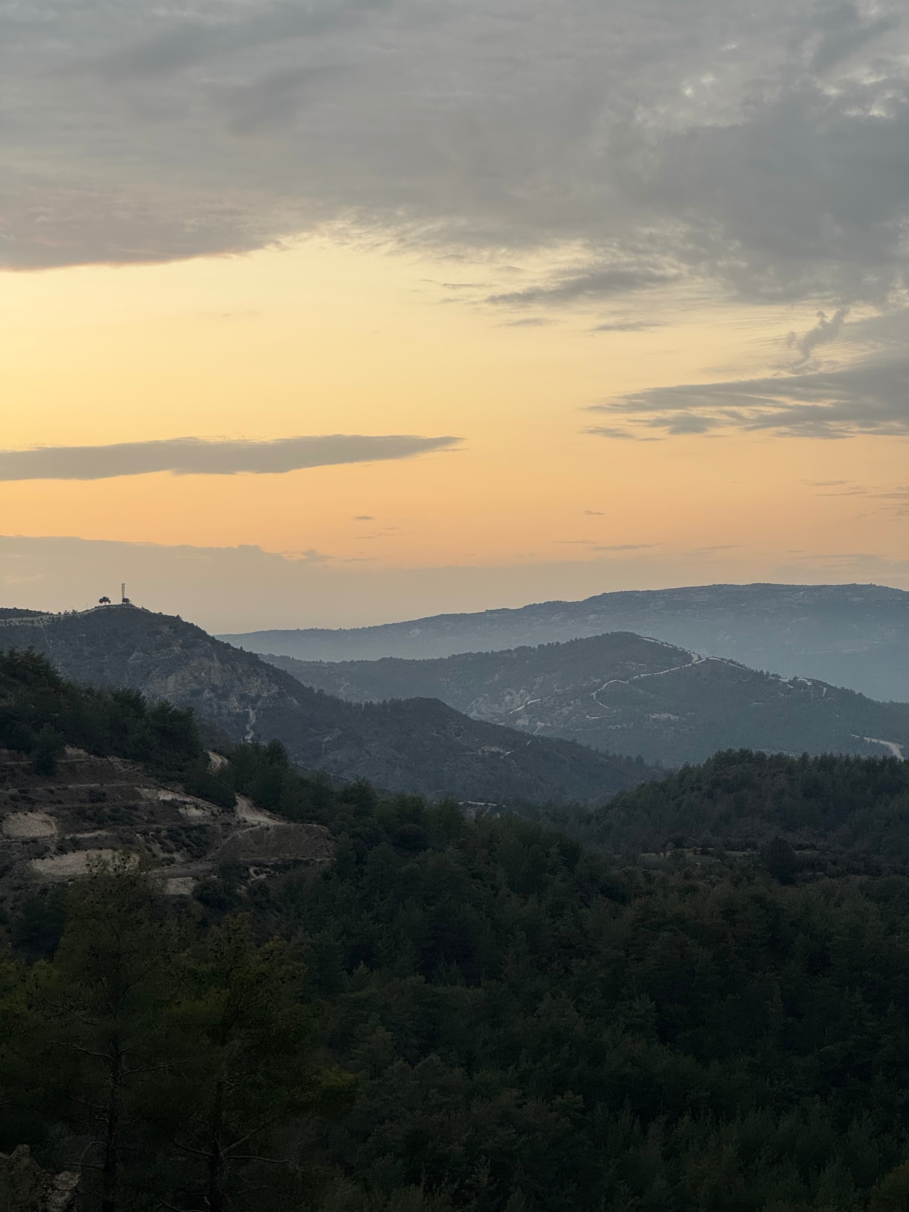 Troodos mountains sunset in Cyprus